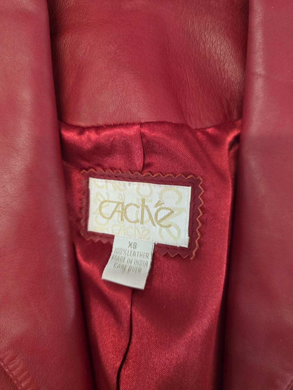 Cache Womens Red Genuine Leather Long Sleeve Outdoor Jacket Size XS - Picture 2 of 5